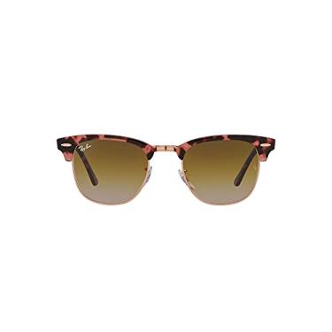 Imagem de Ray-Ban RB3016 Clubmaster Óculos de sol quadrados, Havana rosa/marrom gradiente transparente, 49 mm