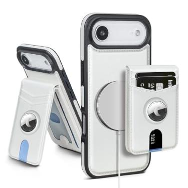 Imagem de SkyEagle Capa carteira compatível com MagSafe iPhone Air 2025 com suporte para AirTag, 2 em 1, couro sintético, magnético, destacável com bloqueio de RFID, suporte para cartão de crédito, capa flip