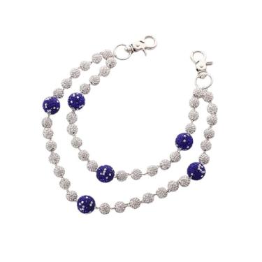 Imagem de DIKJAK Corrente para calças hip hop, corrente estrelada com contas de strass para cintura corporal, acessório perfeito para homens e mulheres, 12.0 Inches, Metal