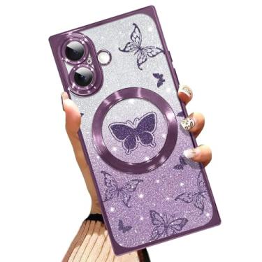 Imagem de AIGOMARA Capa de telefone para iPhone 17 de 6,3 polegadas [compatível com MagSafe] Capa de telefone de TPU macio à prova de choque resistente a arranhões para mulheres - roxa