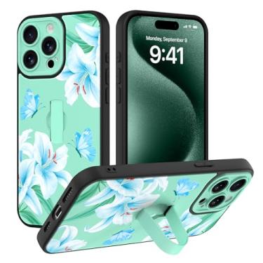 Imagem de AIGOMARA Capa compatível com iPhone 15 Pro Max com alça de dedo, estampa floral de lírio de borboleta para mulheres e meninas, capa protetora fina à prova de choque de TPU macio para iPhone 15 Pro Max