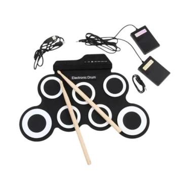 Imagem de Kit De Bateria Eletrônica Portátil Dobrável De Silicone USB Com Baquet