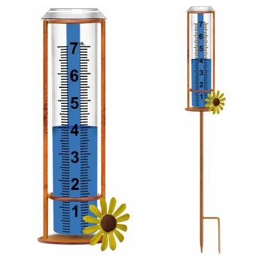 Imagem de Medidor de chuva ao ar livre, à prova de congelamento ao ar livre, melhor classificado, medidor de chuva removível de capacidade de 17,78 cm com estaca para quintal, gramado e jardim, medidor de água