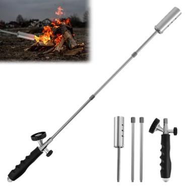 Imagem de Exterminador de ervas daninhas, queimador de propano removível com 2 polos, tochas para uso externo, queimador de maçarico de aço inoxidável, acionador de carvão para telhados de madeira, neve
