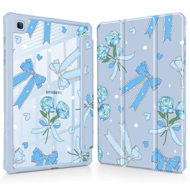 Imagem de Tuiklol Para Samsung Galaxy Tab S6 Lite 10,4 polegadas 2024 2022 2020, Buit in S Pen com capa protetora à prova de choque, capa traseira transparente transparente despertar/hibernar, arco e azul rosa