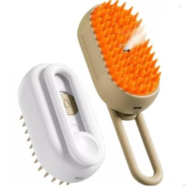 Imagem de Escova a Vapor para Gatos e Cães 3 em 1 | Removedor de Pelos e Nós | Pente de Massagem e Limpeza | Escovação Suave para Pet