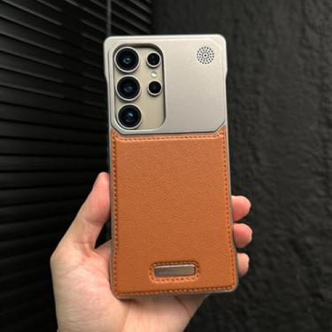 Imagem de Capa de couro luxuosa sem moldura para aromaterapia para Samsung Galaxy S25 S24 S23 Plus Ultra com proteção magnética híbrida à prova de choque (para Galaxy S25 Ultra/Marrom)