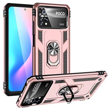 Imagem de SORAKA Capa para Xiaomi POCO X4 Pro 5G com suporte de anel invisível e placa de metal para montagem magnética em carro Capa rígida para PC Capa Xiaomi POCO X4 Pro 5G Capa
