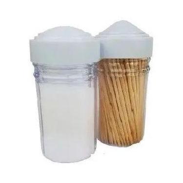 Imagem de Conjunto 1 Saleiro E 1 Paliteiro De Mesa Tampa Branca - Útil - Utilida