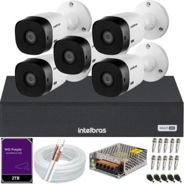 Imagem de Kit Cftv 5 Câmeras Alta qualidade Intelbras Full Hd 1220b Dvr 08 Canai