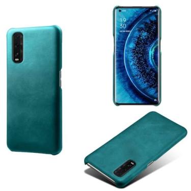 Imagem de Capa para OPPO Find X2,Proteção contra quedas,Casca de volta de cor sólida simples,Design de couro de imitação de plástico-Green