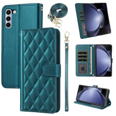 Imagem de Furiet Argyle Capa carteira para Samsung Galaxy Z Fold 6 5G 2024 com alça de pulso/ombro, compartimentos para cartões, capa de celular com suporte de couro PU de luxo para ZFold6 Z6 G Fold6 6Z
