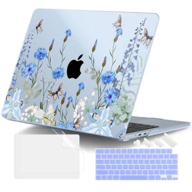 Imagem de DONGKE Capa para MacBook Air M4 de 13,6 polegadas 2025 2024 2023 2022 modelo A3240 A3113 A2681 M3 M2 Chip, capa rígida de plástico com Touch ID para MacBook Air 13 polegadas M4 - Natureza do paraíso