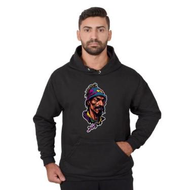 Imagem de Blusa Rapper Moletom Masculina Desenho 3D Com Bolso e Capuz Preto - Me