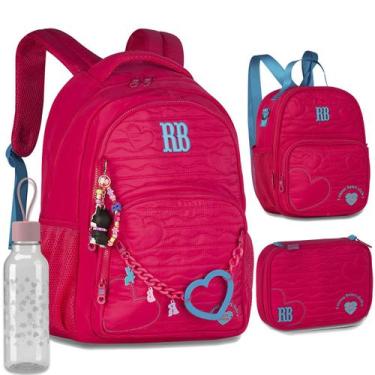 Imagem de Kit Mochila Rb + Lancheira Termica + Estojo Rebecca Bonbon, Rosa-claro