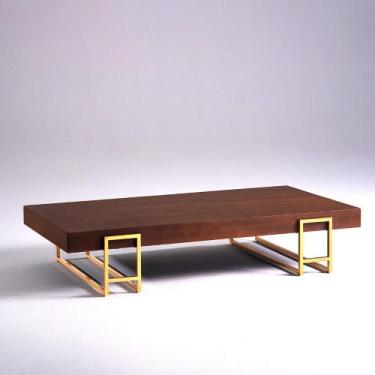 Imagem de Mesa de Centro Retangular 130cm MDF 100% Pés Metal Premium Cor:Imbuia 