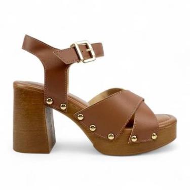 Imagem de Sandália Tchocco Salto Grosso Plataforma Tiras Cruzadas-Feminino