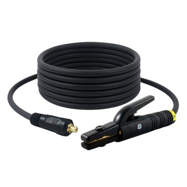 Imagem de Conjunto de chumbo de suporte de eletrodo de soldagem de 150 Amp - Conector Dinse 10-25 - cabo AWG nº 4 (25 pés)