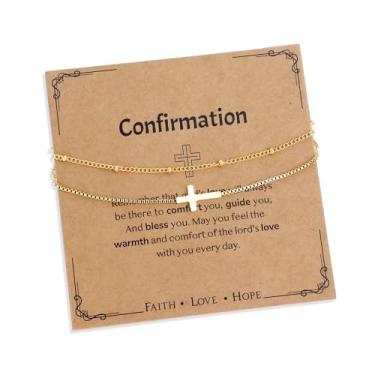 Imagem de Agriajun Gargantilha feminina com cruz dourada para presente cristão, colares de ouro delicados, acessórios de fé religiosa, joias modernas, Aço inoxidável, Sem Pedra Preciosa