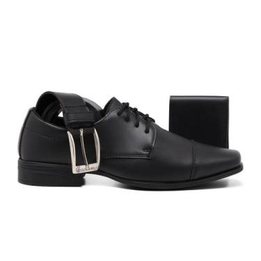 Imagem de Kit Sapato Social Masculino Bico Quadrado Confort Leve Macio Dia Dia+C