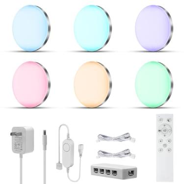 Imagem de HUIXINYAN Pacote com 6 luzes inteligentes embaixo do armário, faixa de LED RGB WiFi com Alexa e Google Assistant, aplicativo e controle remoto, regulável, sincronização de música, temporizador para