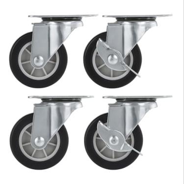 Imagem de Kit De Rodízios Giratórios 2 Pol C/Freio 4 Pçs 100kg 6cm (Preta)