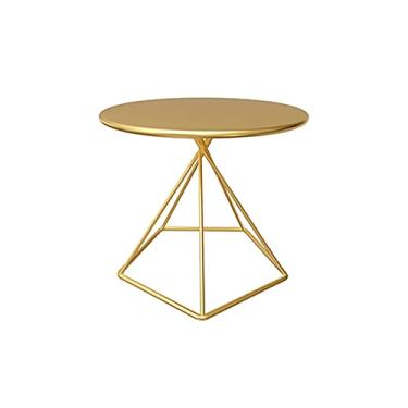 Imagem de Mesa de centro de design simples, mesa lateral de ferro forjado, sala de estar, mesa de chá, sofá industrial, mesa lateral de chá, quarto, mesa redonda, prateleira de cabeceira preta dourada