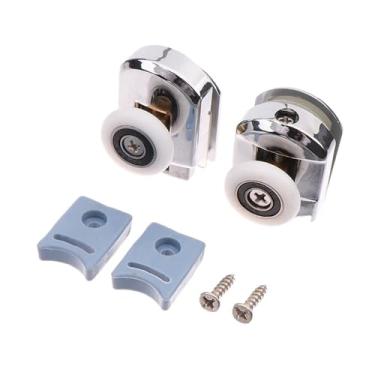 Imagem de 2 peças 23/25 mm Rolos superiores para porta de chuveiro de liga de zinco de duas rodas deslizantes para porta de chuveiro de substituição (23 mm)