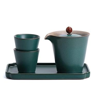 Imagem de Conjunto de chá, conjunto de chávenas de café, conjunto de chávenas chinesas, bule portátil, bule de chá, bule de chá de cerâmica, 2 xícaras de chá, adequado para viagem, conjunto de xícara de chá