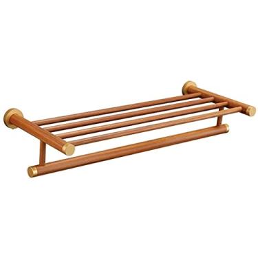 Imagem de Toalheiro de madeira Criativo Toalheiro de banheiro Instalação de perfuração dupla Cabide de torre