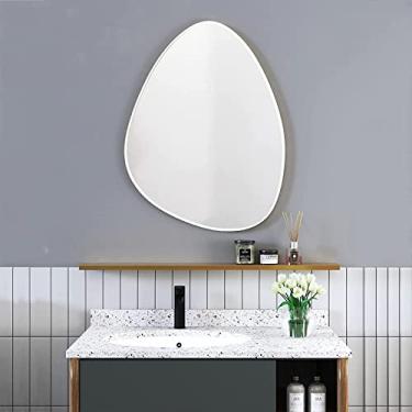 Imagem de Espelho de banheiro montado na parede Espelho de banheiro irregular para quarto entrada da sala de estar, espelho de penteadeira montado na parede, espelho decorativo moderno, espelho de decoração de