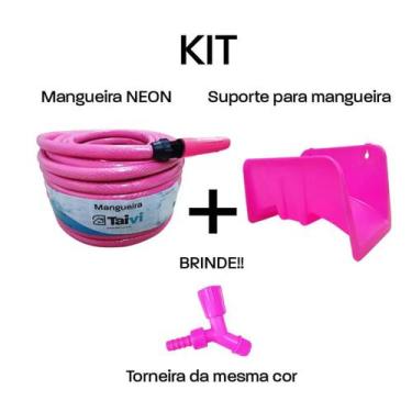 Imagem de Kit Mangueira 20m Trançada Neon 1/2"" X 2,00mm + Suporte + Torneira (R