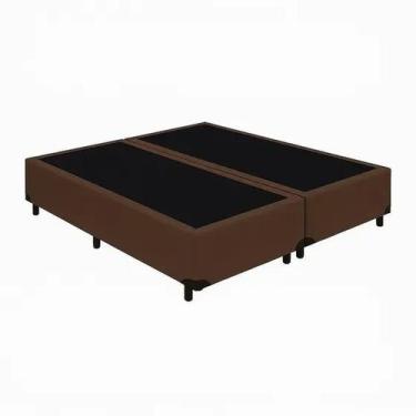 Imagem de Base Cama Box Casal Bipartido Marrom Suede 40x138x188 - Santo Box FR