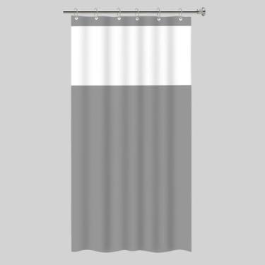 Imagem de Cortina de Box Banheiro PVC Com Visor Transparente Anti Mofo Impermeáv