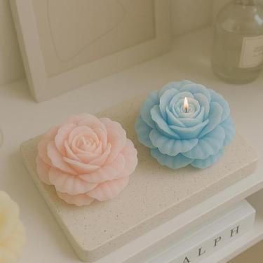 Imagem de Velas Rosa Kit 5 Flor decoração festa lembrancinha casamento eventos 3