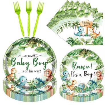 Imagem de Conjunto de utensílios de mesa para chá de bebê Yoyuspy Dinosaur for B