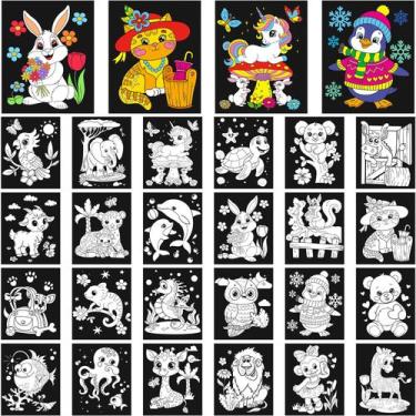 Imagem de Pôsteres para colorir Zhanmai Velvet Animal Crafts Kids, pacote com 24