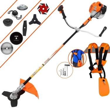 Imagem de Cortador de Grama Completa À Gasolina Vulcan VR520H 2 Tempos 52cc 2,5HP Alta Performance Roçadeira Com Carretel de Nylon e Kit de 7 Opções de Corte