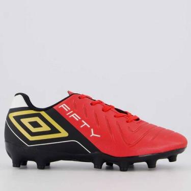 Imagem de Chuteira Umbro Fifty Campo Juvenil Vermelha e Preta, 31