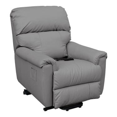 Imagem de Poltrona Reclinável Elétrica com Controle Kyoto Lift Couro Cinza - Gran Belo