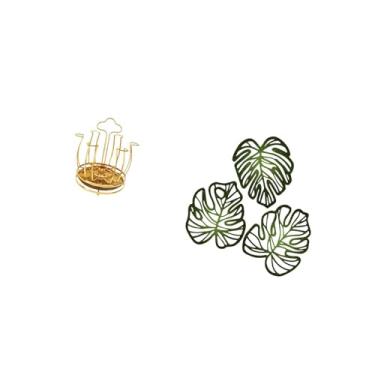 Imagem de Fenteer Suporte Giratório para Escorredor de Canecas, Organizador com Folhas de Palmeira, Decoração de Parede de Madeira, Arte Tropical Criativa para Armário,