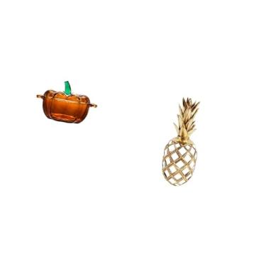 Imagem de Fenteer Prato de Doces de Vidro em Forma de Abóbora, Pote de Biscoitos, Escultura de Mesa Laranja, Estatueta de Resina, Ornamento Decorativo, Cor Dourada para