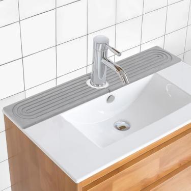 Imagem de Tiiyee Tapete de torneira para pia de cozinha, pia de secagem rápida de 60 cm, protetor contra respingos, pedra de diatomita longa, bandeja de secagem rápida, protetor de absorção de água evita