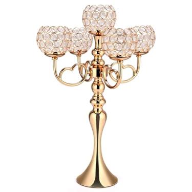 Imagem de Nuenen 1 pacote com 5 braços, centros de mesa de candelabro de cristal de 53 cm de altura, tigela de centro de mesa elegante para mesa para decoração de mesa de festa de jantar de casamento em casa