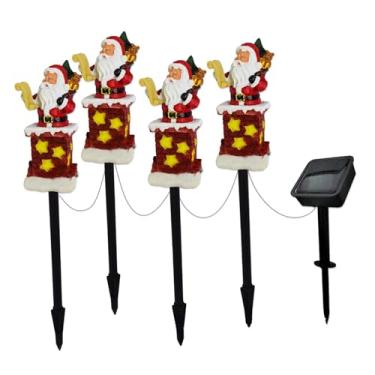Imagem de Baoblaze Luz de estaca solar de Natal, luz de caminho movida a energia solar, novidade, fácil instalação, decoração de Natal à prova d'água para pátio, 4 Pcs