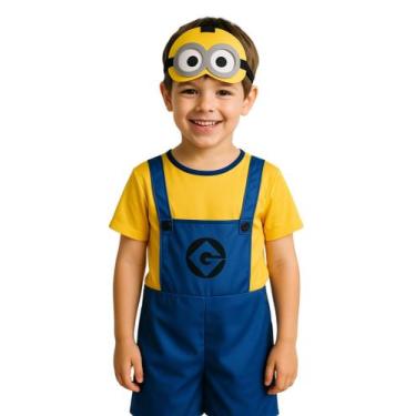 Imagem de Fantasia Menino Personagem Minion Com Máscara - Genérica, Amarelo, Azu