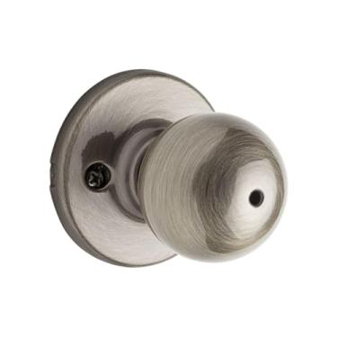 Imagem de Kwikset 300P-5V1 Polo Knob Privacy Door Lock com novo chassi com trava 6AL e acabamento em latão antigo RCS Strike