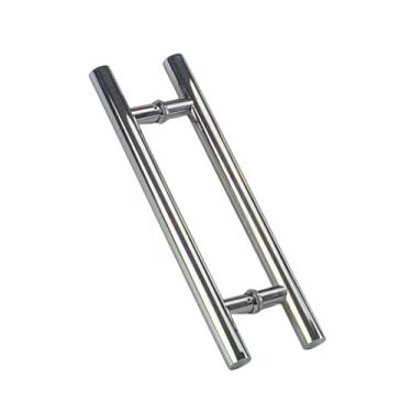 Imagem de Puxador Tubular Barra Redondo de Aço Inoxidável Polido 45 cm x 30 cm x 32 mm para Portas e Portões (Porta de Vidro)