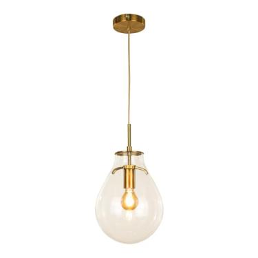 Imagem de Pendente Pequeno 25cm Metal e Vidro Dourado - Pd2185