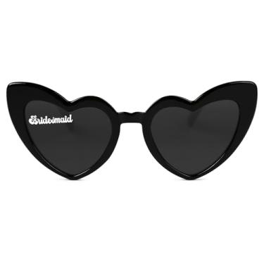 Imagem de Óculos de sol de coração para mulheres, óculos de sol bonitos e clássicos com proteção para os olhos, Dama de honra - preto, Grey lenses